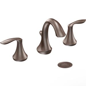 Moen Eva Oil Rubbed Bronze Two Handle High Arc 8in Widespread Faucet